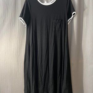 LuLaRoe Black "Carly" dress with white piping
